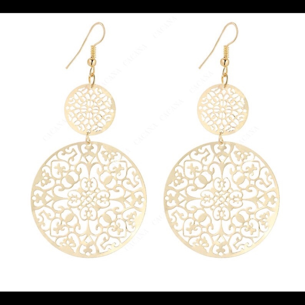 Dangle Long Earrings Medallion